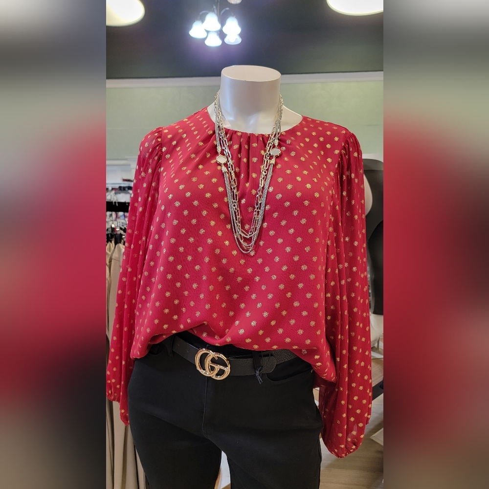 Polka dot long alee d top S-3X